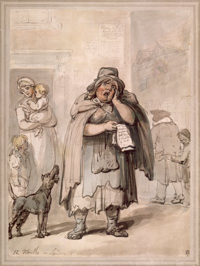 Um vendedor de rua em uma esquina, Londres de Thomas Rowlandson