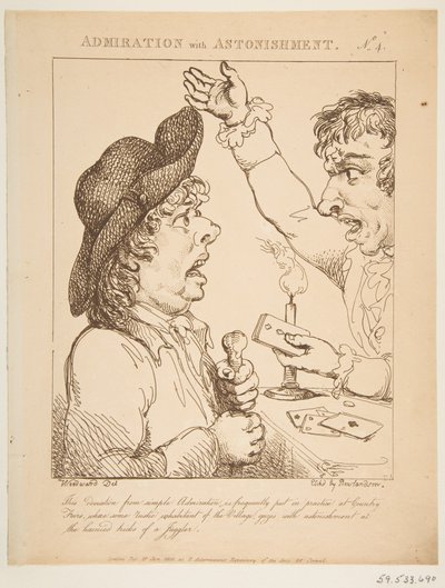 Admiração com espanto Le Brun Travested, ou Caricaturas das Paixões, 21 de janeiro de 1800. de Thomas Rowlandson