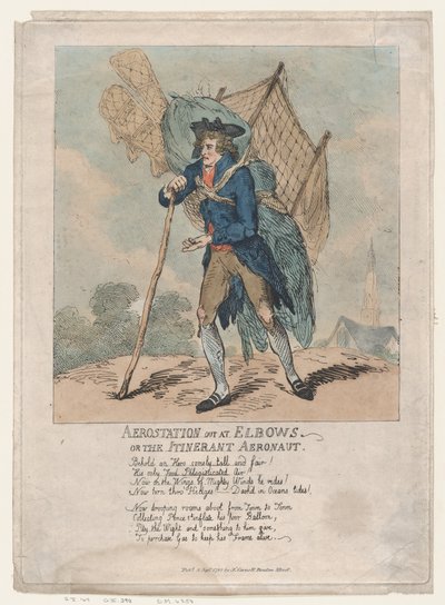 Aerostation out at Elbows, ou The Itinerant Aeronaut, 5 de Setembro de 1785., 5 de Setembro de 1785. de Thomas Rowlandson
