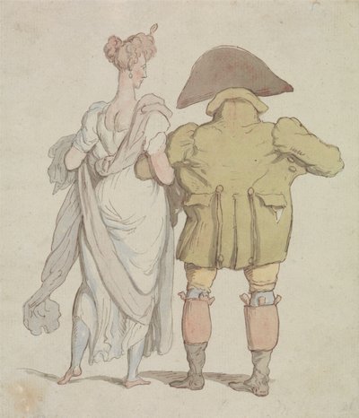 Um veado idoso a passear com uma senhora de Thomas Rowlandson