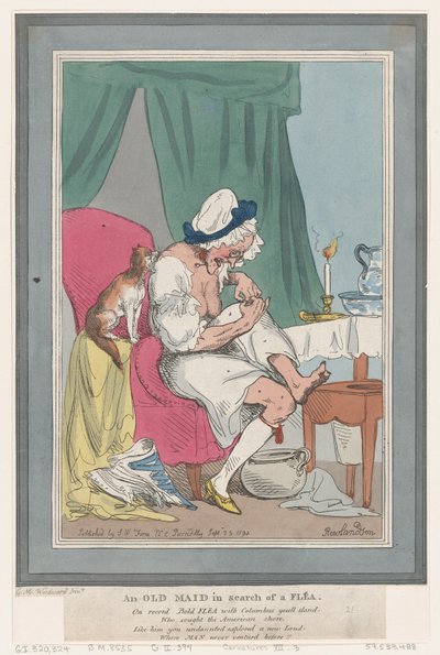 Uma velha empregada em busca de uma pulga, 25 de setembro de 1794., 25 de setembro de 1794. de Thomas Rowlandson