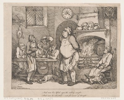 E agora os seus olhos, erguidos, procuravam o teto... de Thomas Rowlandson