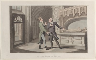 No Túmulo de Laura, do Journal of Sentimental Travels in the Southern Provinces of..., 1817-21. de Thomas Rowlandson
