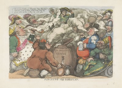 Beroking van de Corsicaan, 1813
Divertir o corso (título sobre o objecto) de Thomas Rowlandson