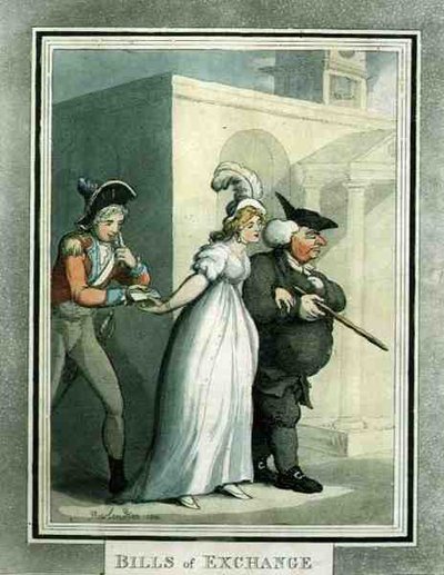Letras de câmbio, pub. por Rudolph Ackermann de Thomas Rowlandson