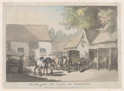Black Dog Inn Yard em Belfont, 1785-87., 1785-87. de Thomas Rowlandson