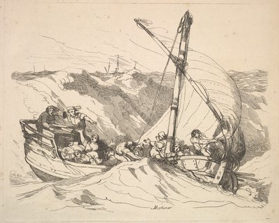 Barco em uma tempestade no mar, 1784-88. de Thomas Rowlandson
