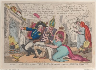 Boney o segundo ou o pequeno babuíno criado para devorar macacos franceses, 9 de abril de..., 9 de abril de 1811. de Thomas Rowlandson