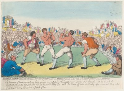 Luta de boxe para 200 guineenses, Betwixt Dutch Sam e Medley, lutou em 31 de maio de 1810, em..., 5 de junho de 1810. de Thomas Rowlandson