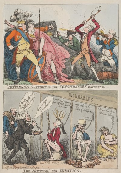 O apoio da Britânia ou a derrota dos conspiradores — O Hospital para Doentes Mentais de Thomas Rowlandson
