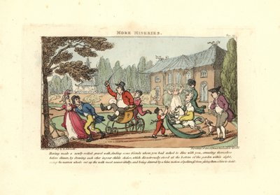 Crianças brincando em carrinhos cortando um cascalho recém-rolhado de Thomas Rowlandson