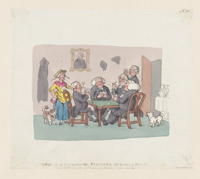 Acadêmicos de Natal Jogando Borracha no Whist, 1º de abril de 1803., 1º de abril de 1803. de Thomas Rowlandson