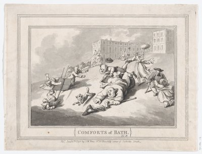 Comforts of Bath, Placa 12, 6 de Janeiro de 1798., 6 de Janeiro de 1798. de Thomas Rowlandson