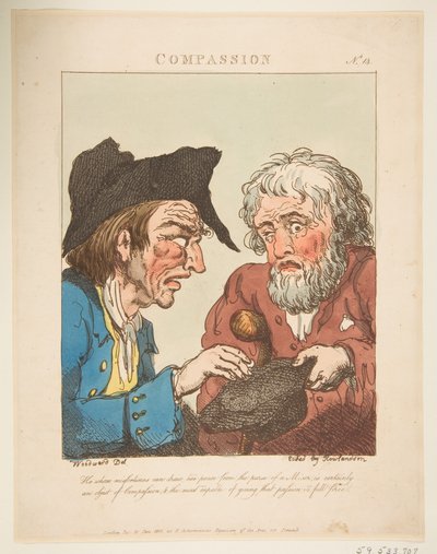 Compassion Le Brun Travested, ou Caricaturas das Paixões, 21 de janeiro de 1800. de Thomas Rowlandson