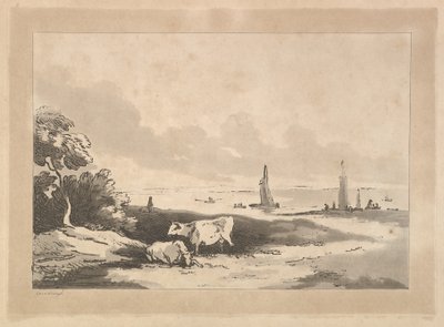Vacas e Seascape, 1783-89. de Thomas Rowlandson