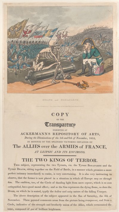 Morte e Bonaparte, Os Dois Reis do Terror, 1º de janeiro de 1814., 1º de janeiro de 1814. de Thomas Rowlandson