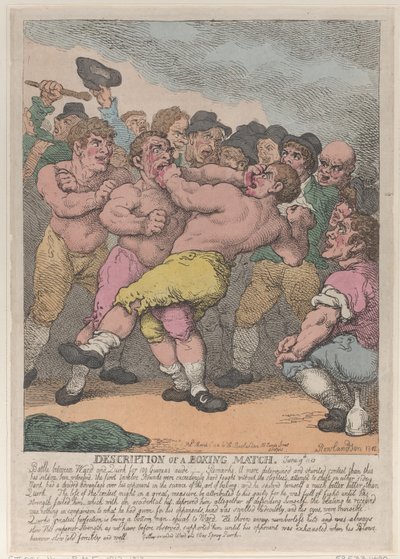 Descrição de uma luta de boxe entre Ward e Quirk para 100 Guinés de cada lado, Marc..., 1 de março de 1812. de Thomas Rowlandson
