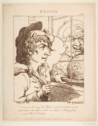 Desejo Le Brun Travested, ou Caricaturas das Paixões, 20 de janeiro de 1800. de Thomas Rowlandson