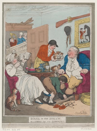 Diana in the Straw, or A Treat for Quornites, 1º de janeiro de 1804., 1º de janeiro de 1804. de Thomas Rowlandson
