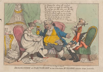 Dissolução de Parceria, ou a Industriosa Sra. Clarke Encerrando Seu Ac..., 15 de fevereiro de 1809. de Thomas Rowlandson