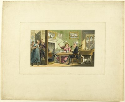 Doctor Syntax retornou de sua turnê, de The Tour of Doctor Syntax de Thomas Rowlandson