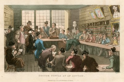 Doctor Syntax em um leilão de Thomas Rowlandson