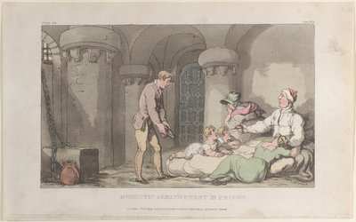 Arranjos domésticos na prisão, de The Vicar of Wakefield, 1 de Maio de 1817., 1 de Maio de 1817. de Thomas Rowlandson