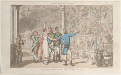 Don Luigi encontra Donna Anna no Museu, de Nápoles e da Campagna Felice: em..., 1 de junho de 1815. de Thomas Rowlandson