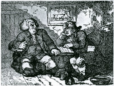 Dr Johnson e James Boswell se recuperando de uma ressaca depois de uma noite na cidade de Thomas Rowlandson