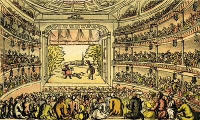 "Dr. Sintaxe no Covent Garden Theatre de Thomas Rowlandson