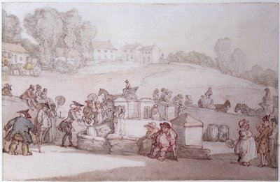 Dr Syntax no Harrogate Spa (caneta, wc e lápis no papel) de Thomas Rowlandson