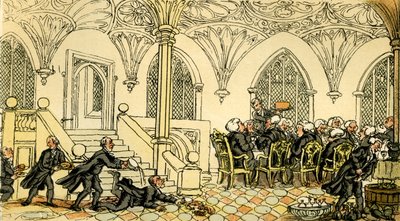 Dr. Sintaxe entretido na faculdade de Thomas Rowlandson