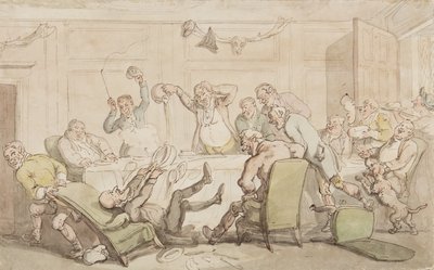 Dr Syntax tem um acidente no Club (ink & wc on paper) de Thomas Rowlandson