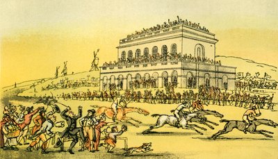"Dr. Syntax perde o seu dinheiro na pista de corrida em York de Thomas Rowlandson