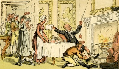 "Dr. Sintaxe erra a casa de um cavalheiro para uma pousada de Thomas Rowlandson