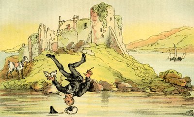 "Dr. Sintaxe a cair na água de Thomas Rowlandson