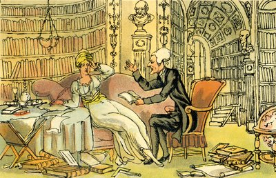 "Dr. Sintaxe com uma meia de beleza azul de Thomas Rowlandson