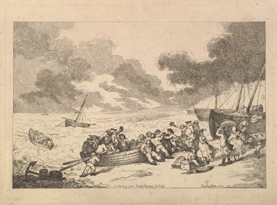 Partida de Brighthelmstone para Diepp[e] (de *Imitations of Modern Drawings*) de Thomas Rowlandson