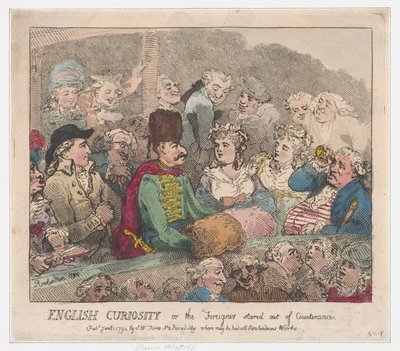 Curiosidade Inglesa ou The Foreigner Stared Out of Semblante, 1º de janeiro de 1794., 1º de janeiro de 1794. de Thomas Rowlandson