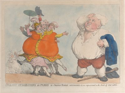 Exposições Inglesas em Paris ou Franceses Surpreendidos com Nossa Melhoria na Raça de..., 1812. de Thomas Rowlandson
