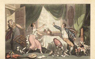 Um cavalheiro inglês a discutir com a mulher por causa de dinheiro de Thomas Rowlandson