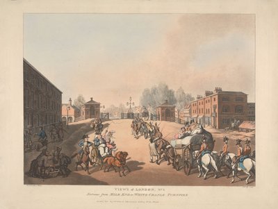 Entrada pela Mile End ou pela White Chapel Turnpike (n.º 5) de Thomas Rowlandson