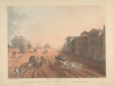 Entrada da Piccadilly ou da Hyde Park Corner Turnpike (n.º 1) de Thomas Rowlandson