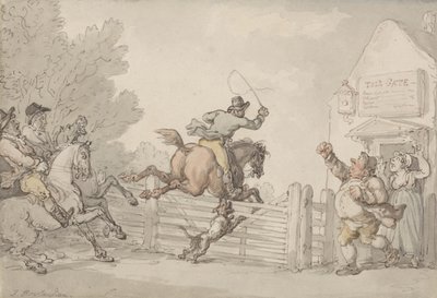 Evading the Toll, c.1805-10 (grafite, caneta, tinta e w - c no papel) de Thomas Rowlandson