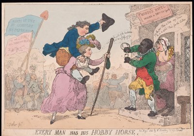 Todo homem tem seu Hobby Horse, pub. 1784 (gravura colorida à mão) de Thomas Rowlandson