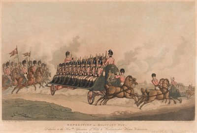 Expedição da Mosca Militar (aquatint, cor) de Thomas Rowlandson