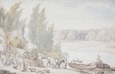 Quinta nas margens de um rio de Thomas Rowlandson