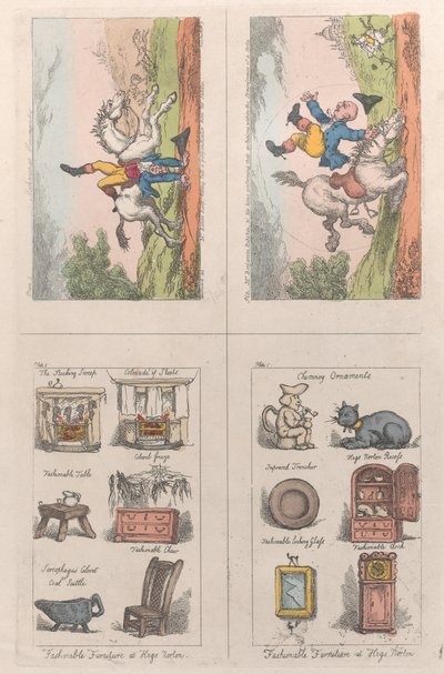 Mobília da moda em Hogs Norton, Mathematical Horsemanship, 1809., 1809 de Thomas Rowlandson