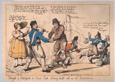 Esqueça e perdoe, ou Jack honesto apertando a mão de um velho conhecido, Se..., 3 de setembro de 1799 de Thomas Rowlandson