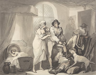 Quatro horas no país, c.1788-90 (grafite, caneta, tinta e aquarela sobre papel) de Thomas Rowlandson